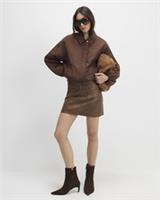 River Island Womens Mini Skirt Brown Faux Leather Belted Pockets Concealed Zip - 12 Regular