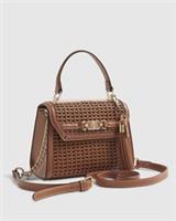 River Island Womens Tote Bag Brown Mini Weave Charm Cross Body Chain Strap