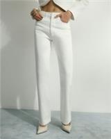 River Island Womens Straight Leg Jeans White Stretch Zip Button Trousers Pants - 10 Petites