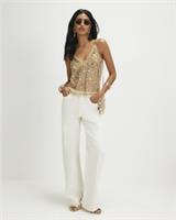 River Island Womens Straight Jeans White High Waisted Relaxed Trousers Pants - 14 Petites