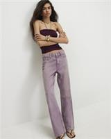 River Island Womens Straight Leg Jeans Purple Relaxed High Waist Trousers Pants - 8 Regular