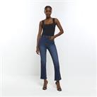 River Island Womens Bootcut Jeans Blue High Waist Zip Fly Denim Bottom - 6 Regular Regular