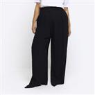 River Island Womens Trousers Black Pleated Wide Leg Slip Pockets Pants Bottoms - 6 Regular