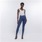 River Island Womens Jeans Blue High Waisted Cargo Skinny Fit Trousers Pants