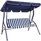 Charles Bentley 2 Seater Swing Seat - Blue & White Striped