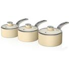 Swan Retro 3 Piece Saucepan Set - Cream