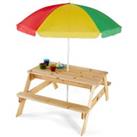 Plum Children's Rectangular Picnic Table with Colourful Parasol