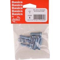 Select Hardware Hexagon Nuts & Bolts Bright Zinc Plated M6X25mm (6 Pack)