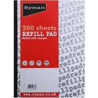 Ryman A4 Ruled Refill Pad - 200 Sheets, White