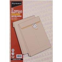 Ryman Heavy Duty Gusset Envelopes C4 130gsm Peel & Seal - Pack of 10, Brown