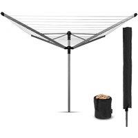 Brabantia Lift-O-Matic Rotary Advance, 60M with Concrete Tube, Cover and Peg Bag, Silver