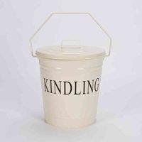 Harewood International Inglenook Kindling Bucket With Lid - Glossy Cream, Cream