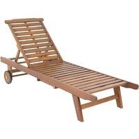 Charles Bentley Wooden Acacia Reclining Sun Lounger with Pull out Tray, Brown