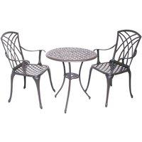 Charles Bentley Metal 2-Seater Bistro Set with Cushions - Bronze, Brown
