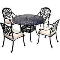 Charles Bentley Ornate Metal 5-Piece Dining Set with Cushions, Brown