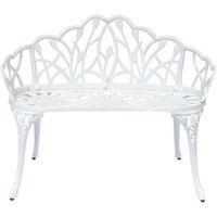 Charles Bentley White Tulip Metal Patio Bench, White