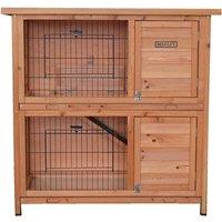 Charles Bentley Two Storey Rabbit Hutch with Tray Natural Wood, Brown