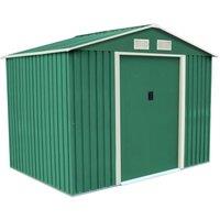 Charles Bentley 8ft x 6ft Metal Apex Garden Shed, Green