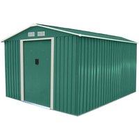 Charles Bentley 8ft x 10ft Metal Apex Garden Shed, Green