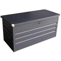 Charles Bentley Garden Metal Storage Chest With Lock, Grey