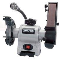 Draper 150mm 370w 230v Bench Grinder With Sanding Belt And Worklight, Grey