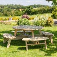 Zest Wooden Rose 8-Seater Round Picnic Table, Brown