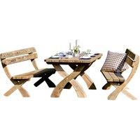Zest Harriet Wooden Garden Dining Table and Bench Set, Brown