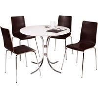 Teknik Loft Bistro Set with a White Table and Four Wenge-Coloured Chairs, White