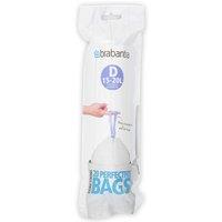 Brabantia PerfectFit 15L Size D Bin Liners - Pack of 20, White