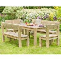 Zest Philippa Table and Bench Garden Set, Brown