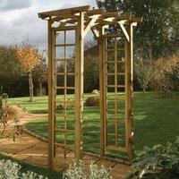 Rowlinson Square Top Wooden Garden Arch, Brown