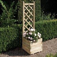 Rowlinson Square Small Garden Planter with Lattice, Brown