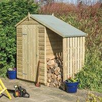 Rowlinson Oxford 4ft x 3ft Wooden Apex Garden Shed with Lean To, Brown