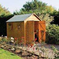 Rowlinson Premier Range 6ft x 8ft Wooden Apex Garden Shed, Brown