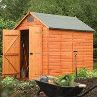 Rowlinson 6ft x 8ft Security Wooden Apex Garden Shed, Brown