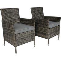 Charles Bentley Pair of Rattan Chairs - Grey Rattan with Grey Cushion, Grey