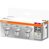 Osram Clear 50W Equivalent LED GU10 Bulbs, Warm White - 3pk