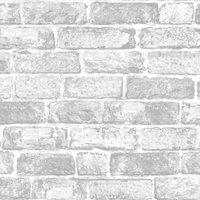 FRESCO WHITE BRICK WALL WALLPAPER, White