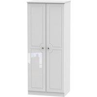 Welcome Furniture Ready Assembled Berryfield 2-Door Wardrobe - Gloss White, White