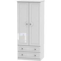 Welcome Furniture Ready Assembled Berryfield 2-Door 2- Drawer Wardrobe - Gloss White, White