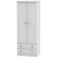 Welcome Furniture Ready Assembled Berryfield 2-Door 2- Drawer Tall Wardrobe - Gloss White, White