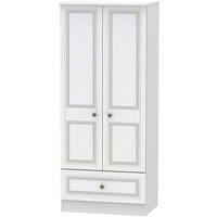 Welcome Furniture Ready Assembled Otega 2-Door Wardrobe with Drawer -White, White
