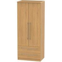 Welcome Furniture Ready Assembled Edina 2-Door Wardrobe with Drawers - Modern Oak, Brown