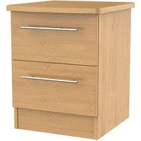 Welcome Furniture Ready Assembled Edina 2-Drawer Bedside Table -Modern Oak, Brown