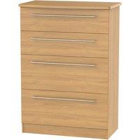 Welcome Furniture Ready Assembled Edina 4-Drawer Deep Chest of Drawers - Modern Oak, Brown