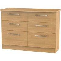 Welcome Furniture Ready Assembled Edina 6-Drawer Midi Chest of Drawers - Modern Oak