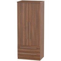 Welcome Furniture Ready Assembled Edina 2-Door Wardrobe with Drawers - Walnut, Brown