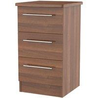 Welcome Furniture Ready Assembled Edina 3-Drawer Bedside Table -Walnut, Brown