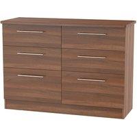 Welcome Furniture Ready Assembled Edina 6-Drawer Midi Chest of Drawers - Walnut, Brown