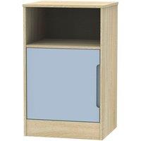 Welcome Furniture Ready Assembled Barquero 1-Door Bedside Table - Pine/Denim, Blue